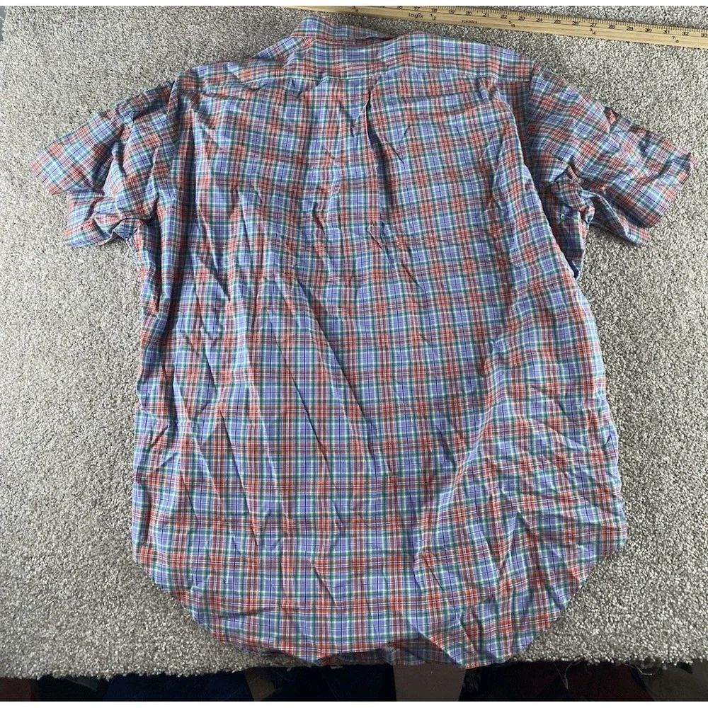 Polo Ralph Lauren Blue/Red/Green Plaid Short Sleeve Shirt Men XL Green Pony Prep